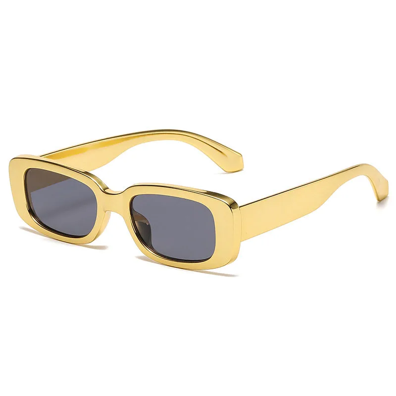 YOOSKE Gold Small Square Sunglasses Men's Luxury Gold-plated Rectangular Sunglasses Women's Fashion Outdoor Travel Goggles UV400