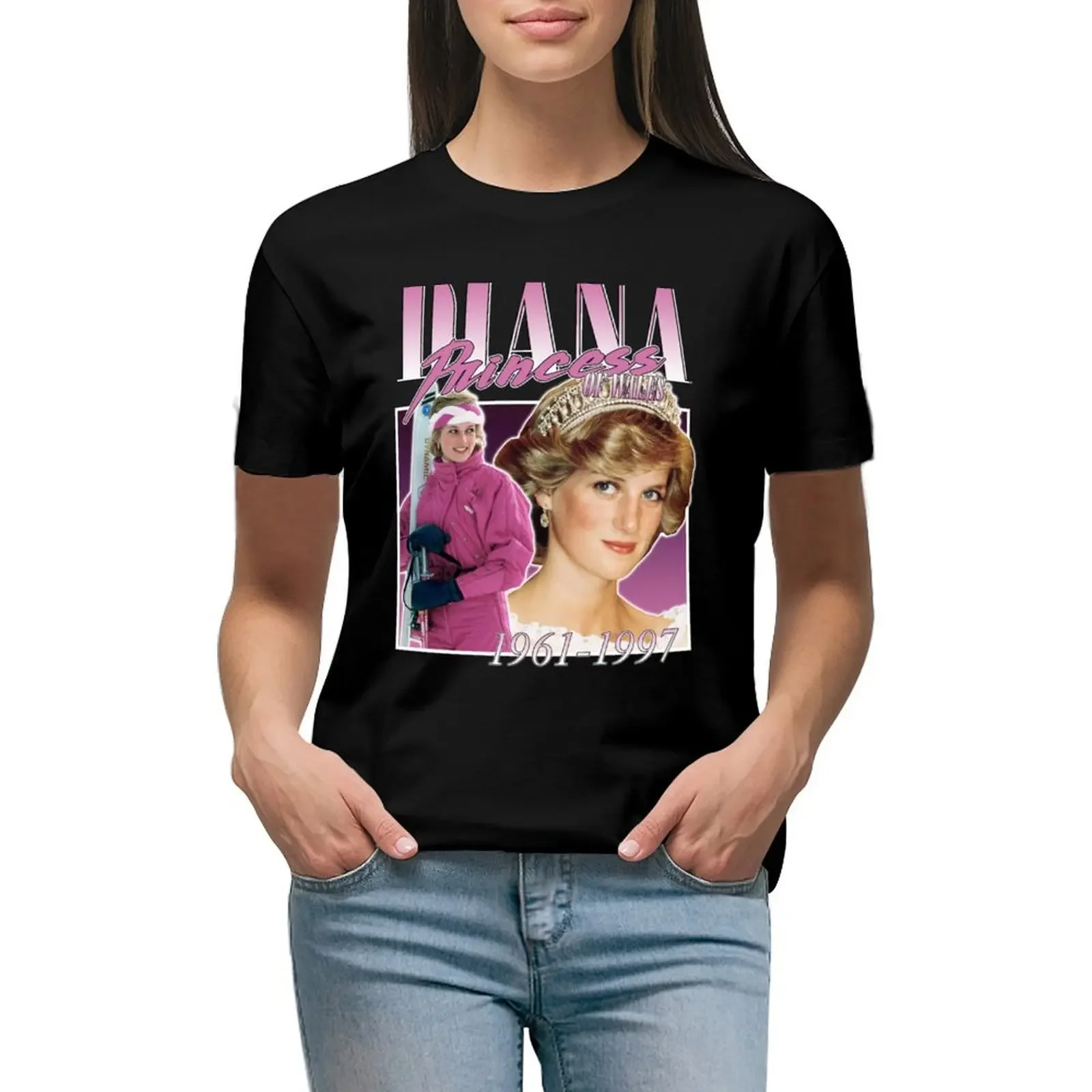 

Diana Princess Of Wales 90s style Pink variant T-Shirt sports fans graphics customs tops luxury designer clothing Women