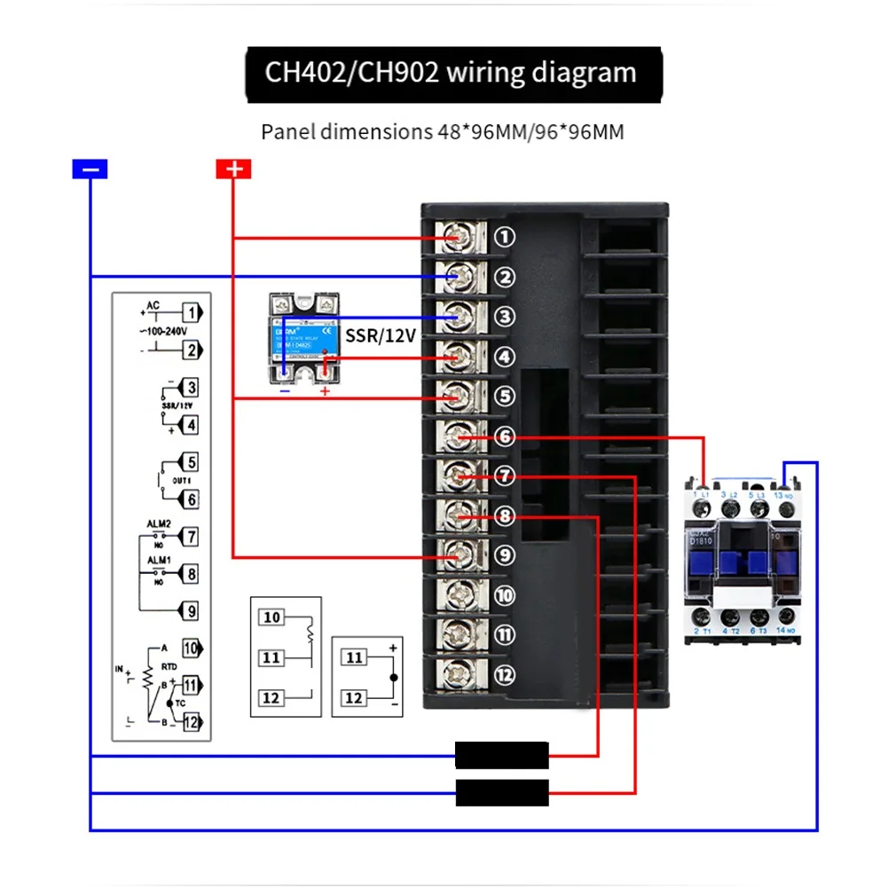 CH402 Intelligent PID Temperature Controller Dual Output Relay And Alarm Function K Type Input Intelligent PID Thermostat Module
