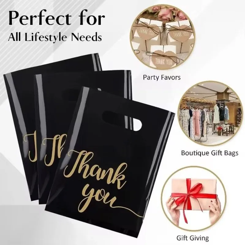 حقائب شكرًا لك، حقائب حفلات بلاستيكية قابلة لإعادة الاستخدام، قوية ومتينة، تستخدم طويل الأمد لحفلات الزفاف وأعياد الميلاد وأعياد الميلاد