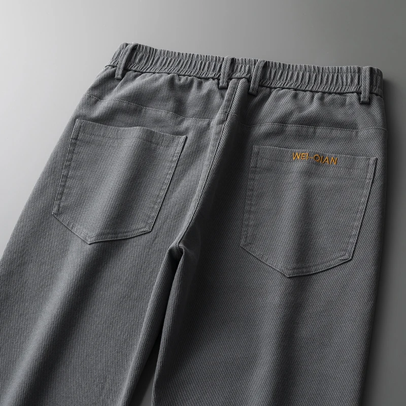 Lente Herfst Heren Casual Broek Zakelijk Slank Stretch Mode Rechte pijpen Elastische taille Baggy Broek Zwart Grijs Kaki