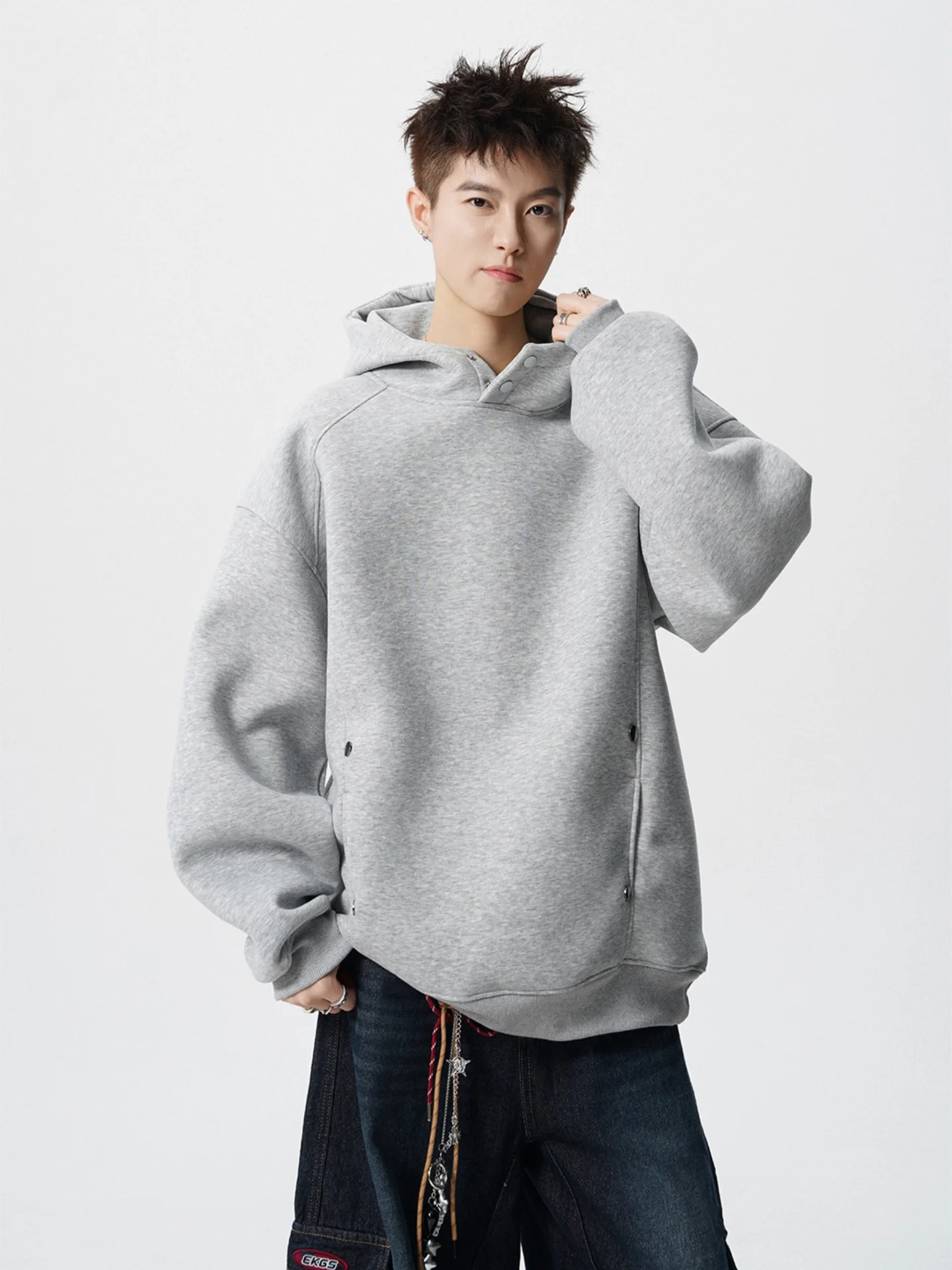 

American Sle Oversize Hoodie Men's Loose Fit Sportswear Casual Autumn Long Sve Comfortable Sweatirt with Side kets