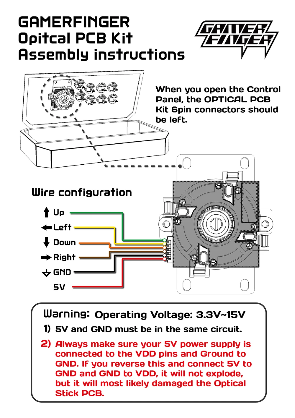 Original Gamerfinger Optical PCB Kit für Sanwa JLF Joysticks – Detail 2