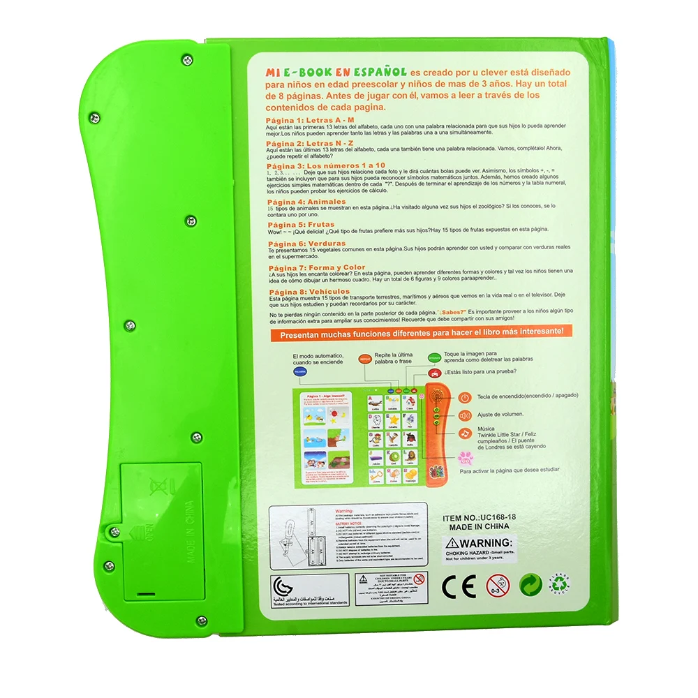 Lingua spagnola apprendimento e-Book macchina da lettura vocale interattiva regalo per bambini esercizio pronuncia spagnola libro di lettura spagnolo