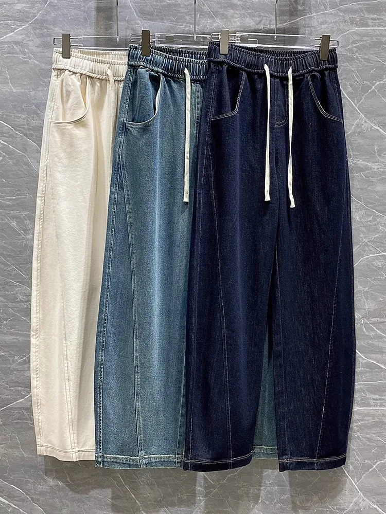 

Свободные джинсы с широкими штанинами для женщин, модные джинсовые брюки с высокой талией, весенне-осенние новые модели, брюки-бананы, утягивающие брюки-серп.