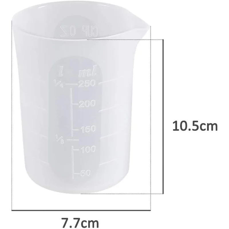 250 Ml Silicone Measuring Cups for Resin Making Non-Stick Mixing Soft Scale Cups Small Capacity Tools 3 PCS