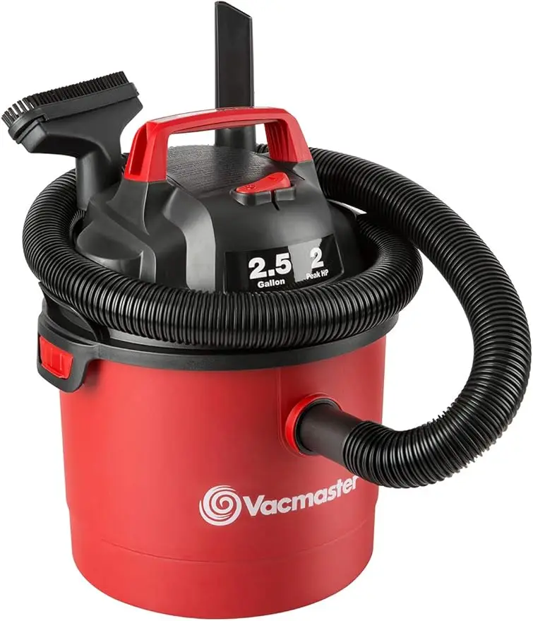 

2.5 Gallon Shop Vacuum Cleaner 2 Peak HP Power Suction Lightweight 3-in-1 Wet Dry Vacuum with Blower & Wall Mount Design