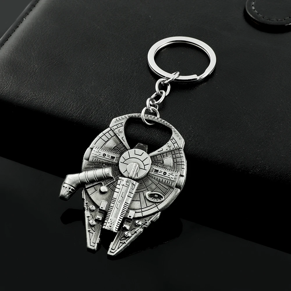 Fashion Movie Spaceship Sign Robot Keychain bottle opener Metal Pendant Car Bag Keyrings for Men party Key Chain Gifts