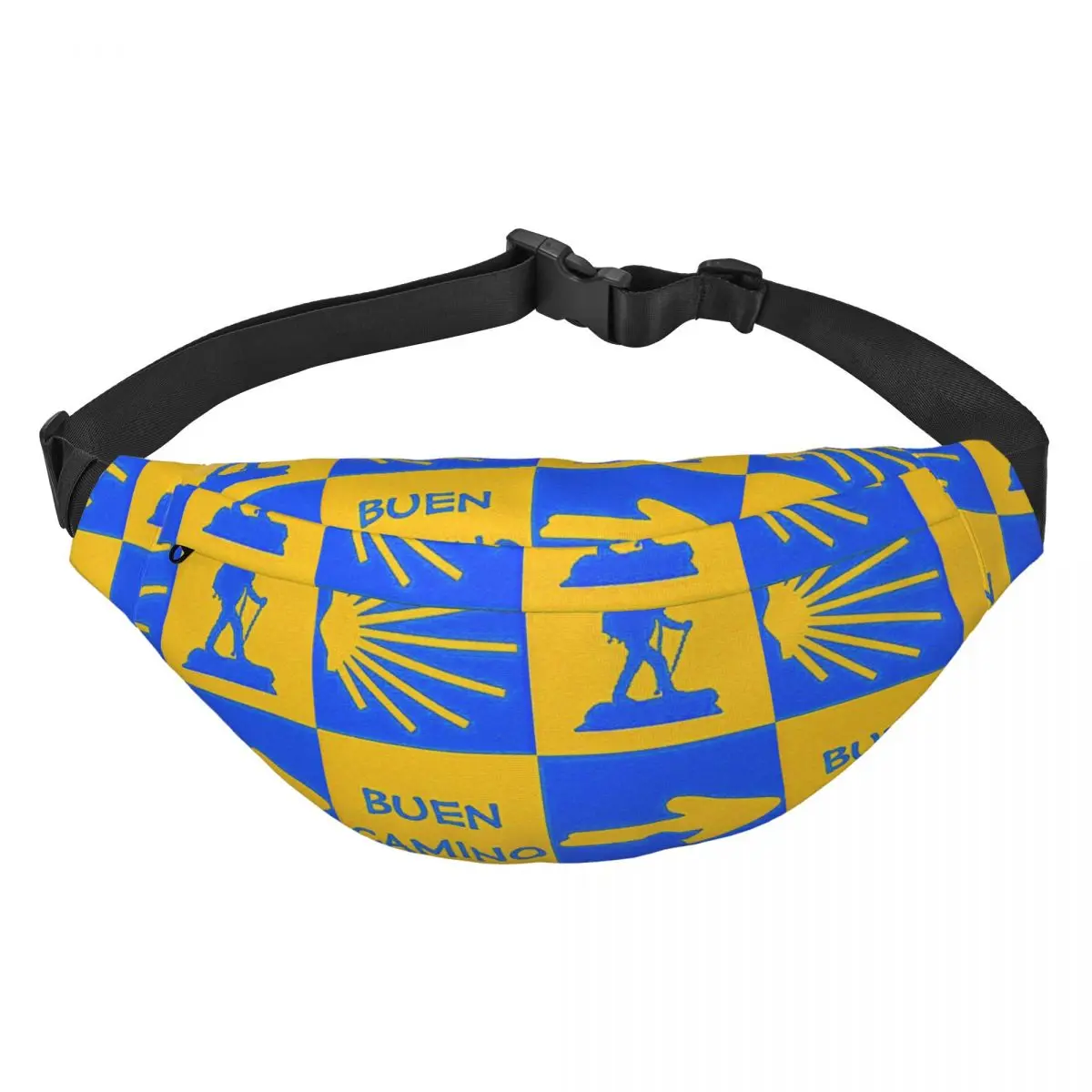 

Custom Fashion Spain Compostela Fanny Pack Men Women Camino De Santiago Sling Crossbody Waist Bag for Hiking Phone Money Pouch