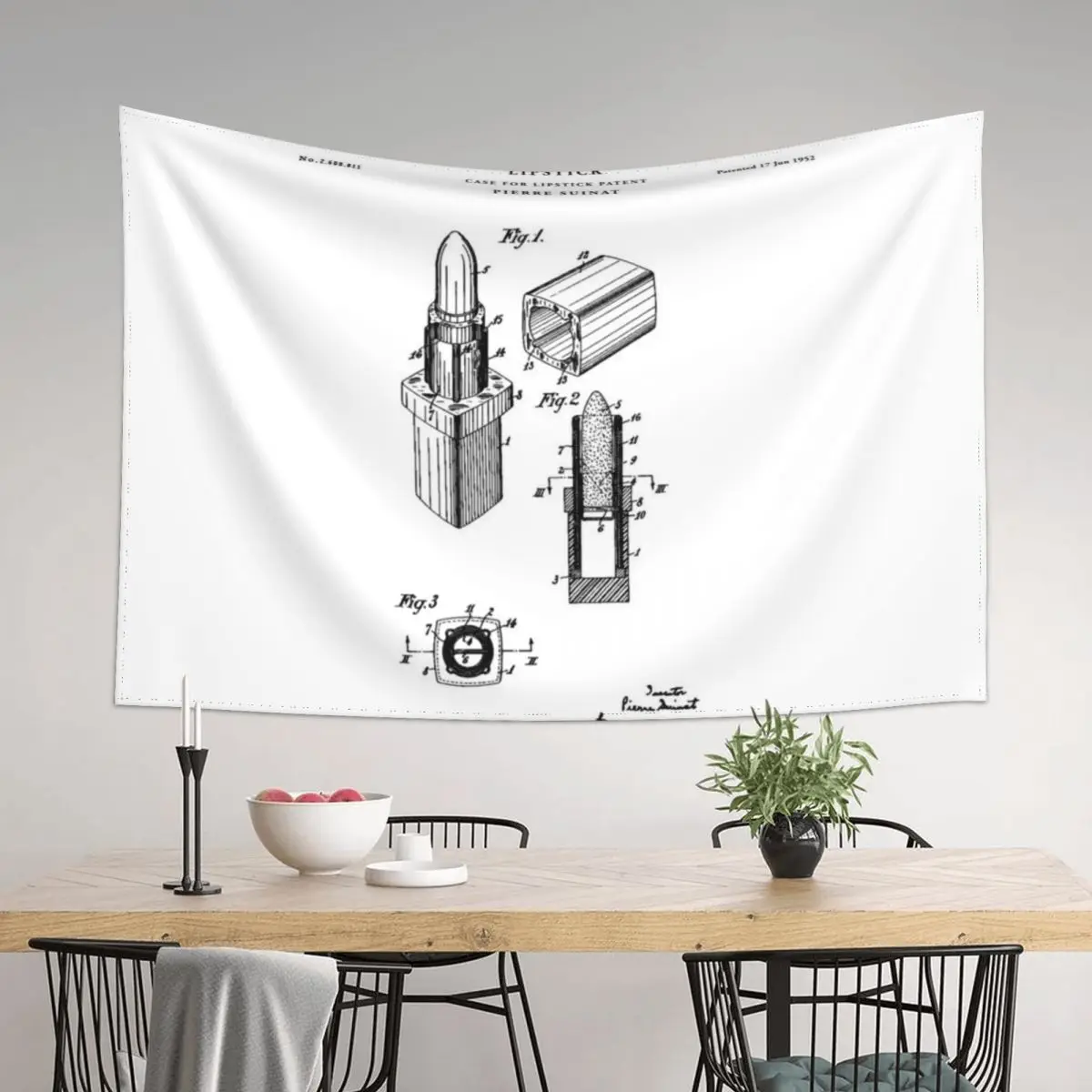 

Lipstick Patent Drawing Blueprint Tapestry Wall Decoration Nordic Home Decor Japanese Room Decor Aesthetics For Room Tapestry