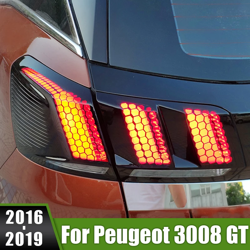 

For Peugeot 3008 GT 2016 2017 2018 2019 3008GT Car Rear Tail Light Lamp Cover Honeycomb Decoration Protector Sticker Accessories