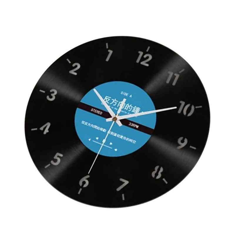 Unique Vinyls Record Backwards Running Wall Clock 12Inch Counterclockwise Clock