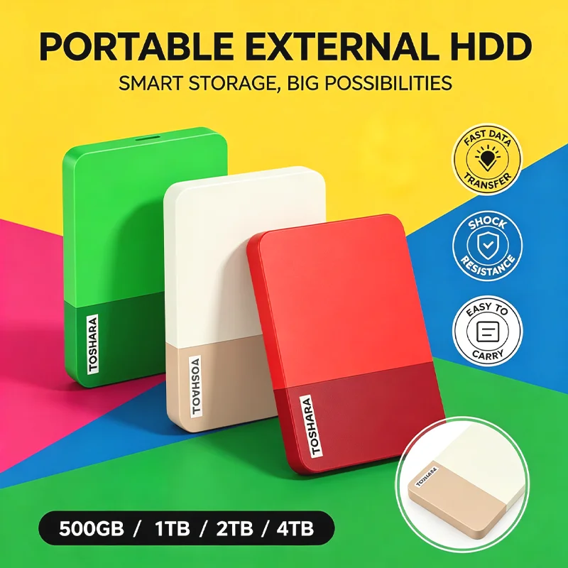 Portable Multi-Color Selection 4TB External Hard Drive High Speed Disk For Laptop Desktop Mac Android Phone Mobile Data Backup