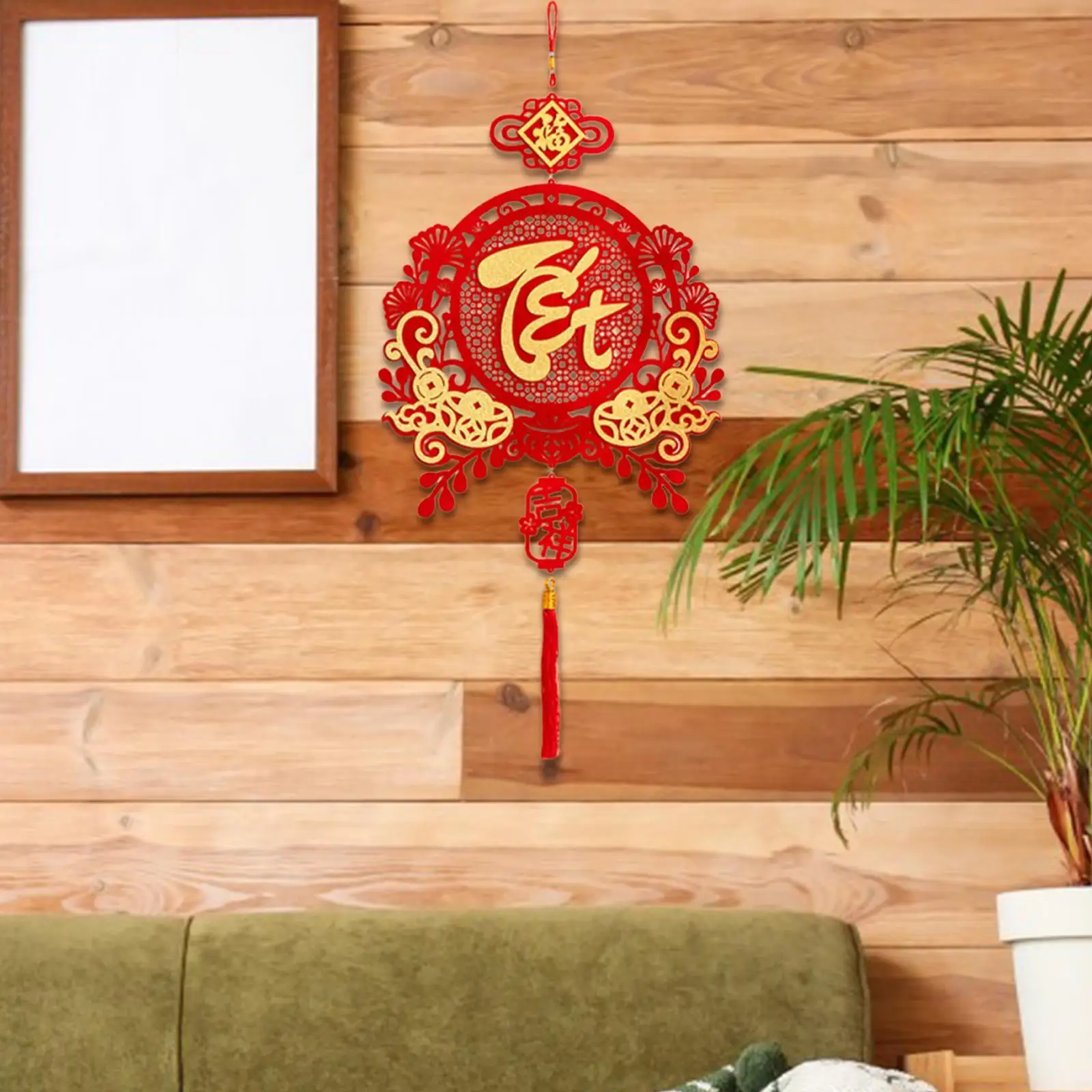 2026 Vietnamese New Year Pendant Flocked Fabric Festival Hanging Ornament for Oriental Style Ceiling Decor