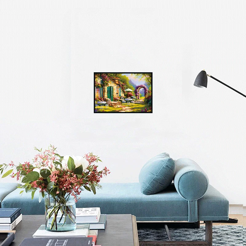 จิ๊กซอว์มินิระดับพรีเมียม 1,000 ชิ้น: ฉากกระท่อมสวนแสนสบาย - 38x26 ซม. (15x10 นิ้ว) |   ของขวัญคริสต์มาส