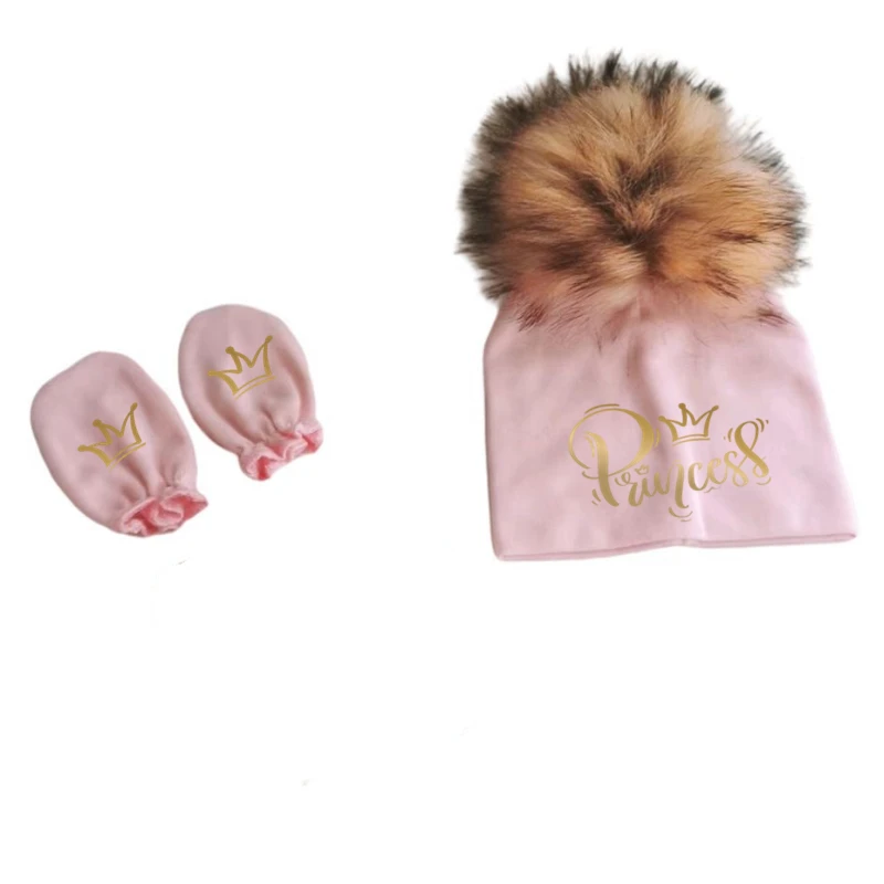 newborn baby photography props cotton beanie with detachable pompom hat beanie bonnet with gloves foot covers princess prince