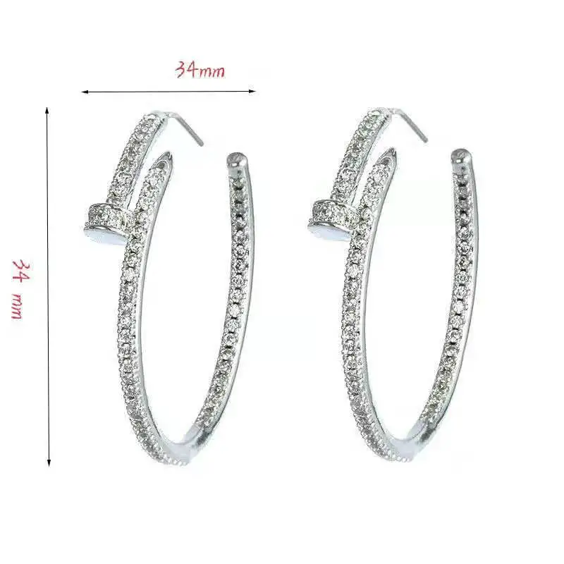 designer charm personality Versatile fashion luxury earrings copper inlaid zircon hoop earrings