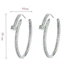 designer charm personality Versatile fashion luxury earrings copper inlaid zircon hoop earrings