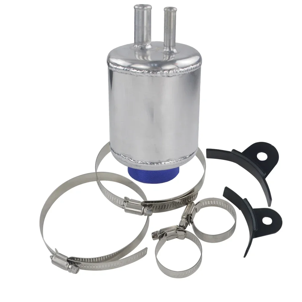 High Performance Silver JDM Aluminum Racing Power Steering Fluid Reservoir Tank Clamps