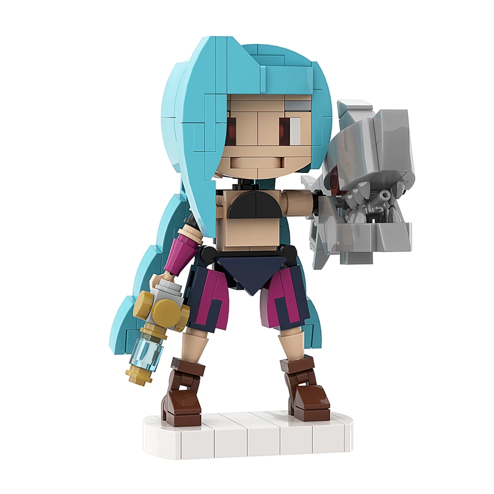 Gobricks MOC League gra Anime figurka klocki Model Jinx postacie z gry Wei lalka cegły montaż zabawki dla dzieci DIY prezenty