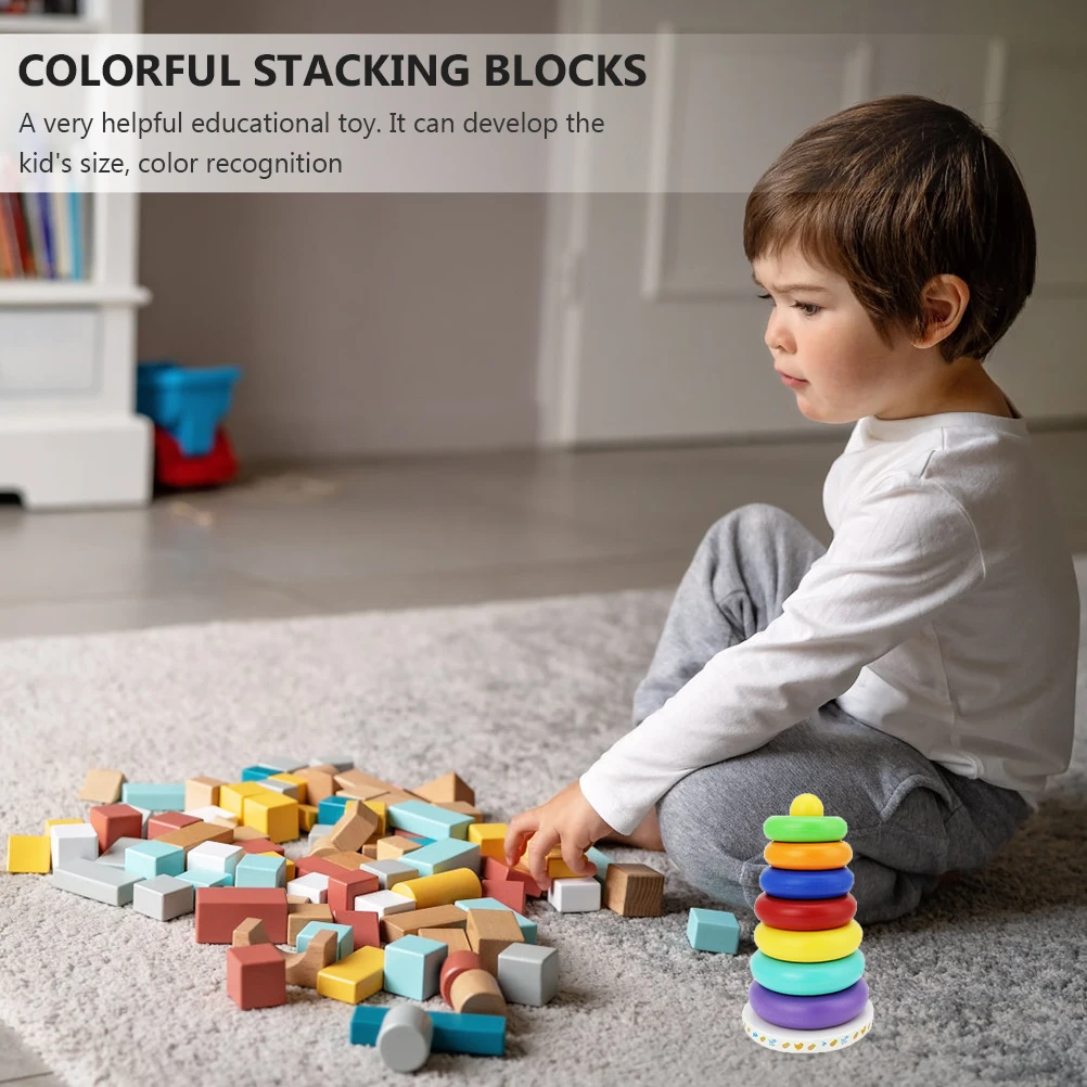 

Colorful Ring Stacking Toys Kids Plastic Learning Plaything Educational Musical Toy Building Blocks Game For Children Baby