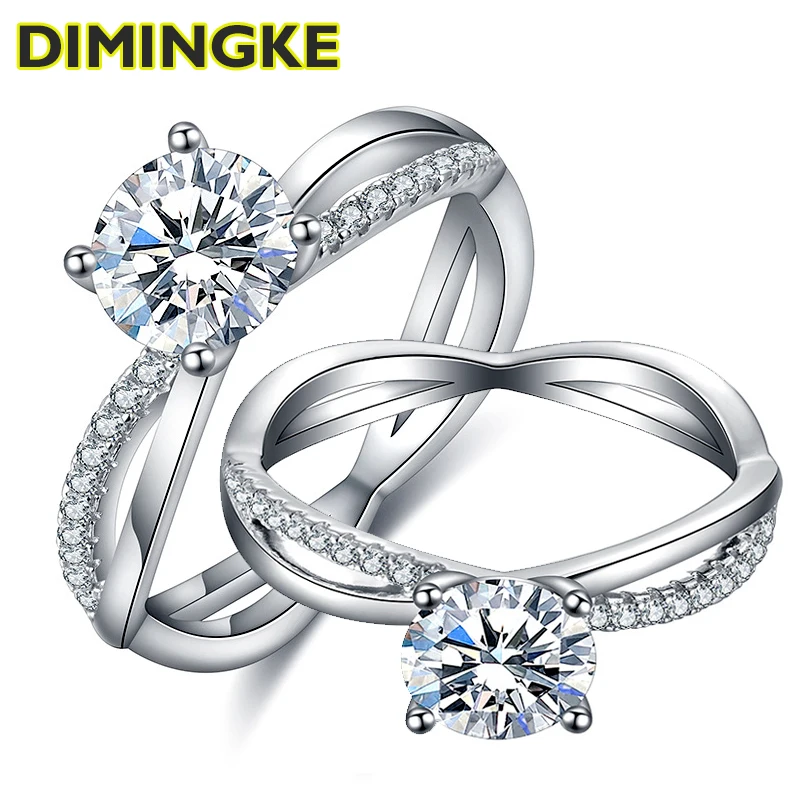 

DIMINGKE 1 Carat Moissanite Women Ring with GRA Certificate S925 Silver Fine Jewelry Wedding Party Gift