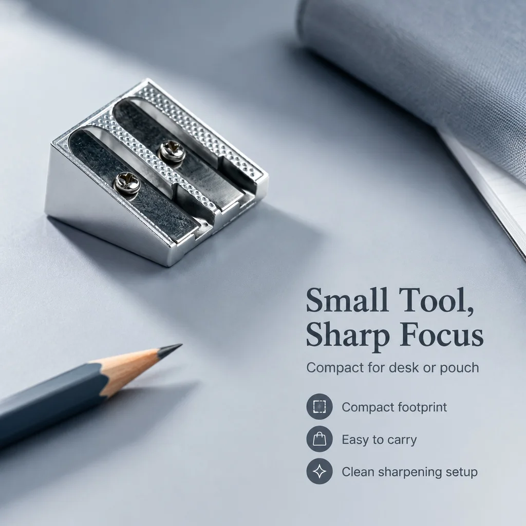 Double Hole Metal Sharpener - Smooth, Low Shavings, Sharp Blade, Non-Flying Shavings, Durable Metal Design