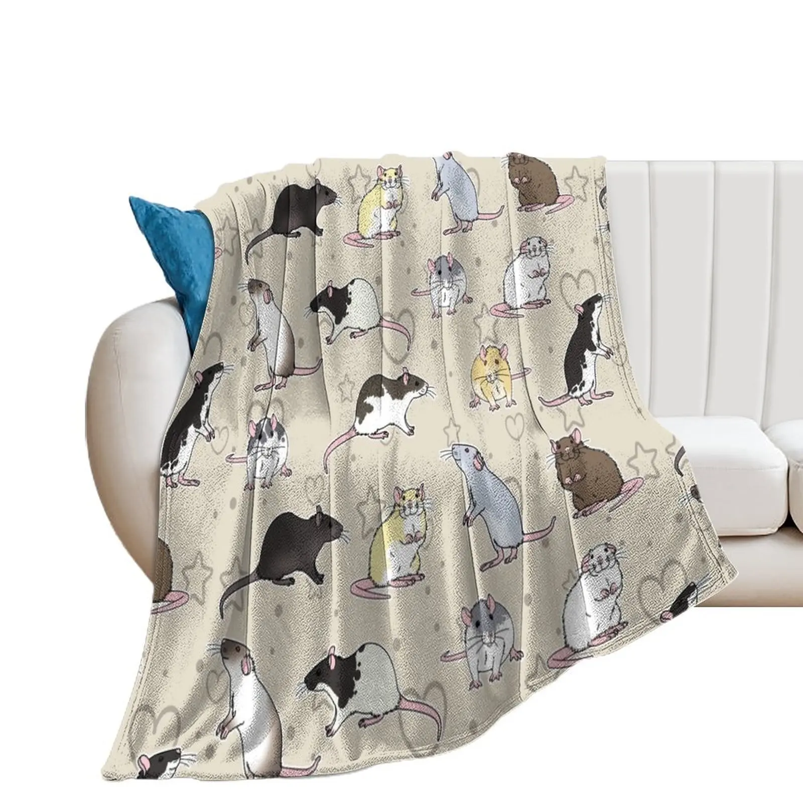 

fancy rats pattern simple but cute Throw Blanket Decorative Sofa Bed linens Luxury Throw Winter beds Blankets