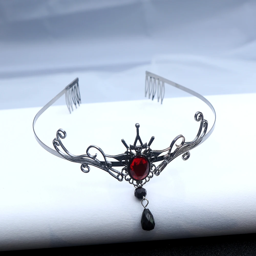 1 Stück Mode Halloween Gothic Vampir Haarkrone Kristalle Kompliziertes dunkles Fantasy-Design Perfekte mystische Cosplay-Anlässe – Detail 4