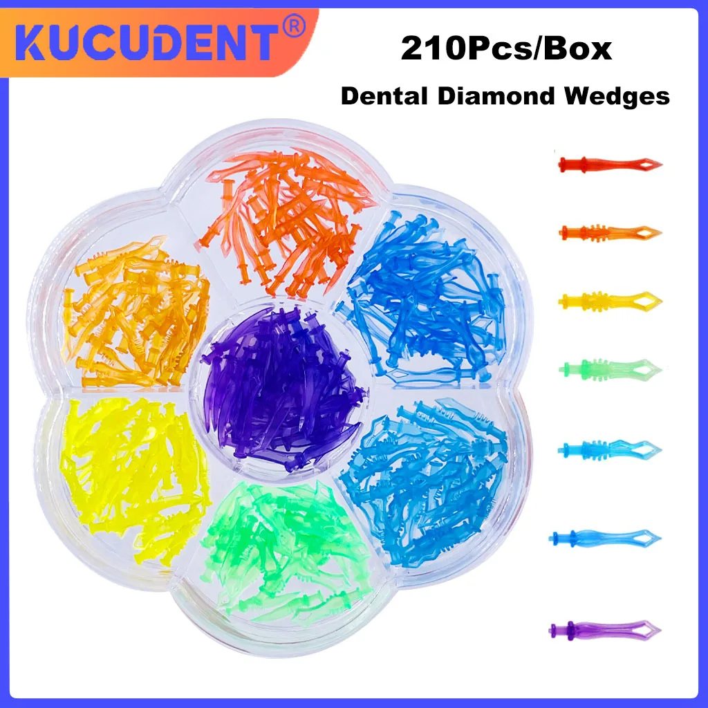 KUCUDENT Dental Diamond Wedges Plastic Interdentale Tanden Diasteem Wedge 7Sizes/Kit Poly-Wedges met Gaten Tandheelkunde Accessoires