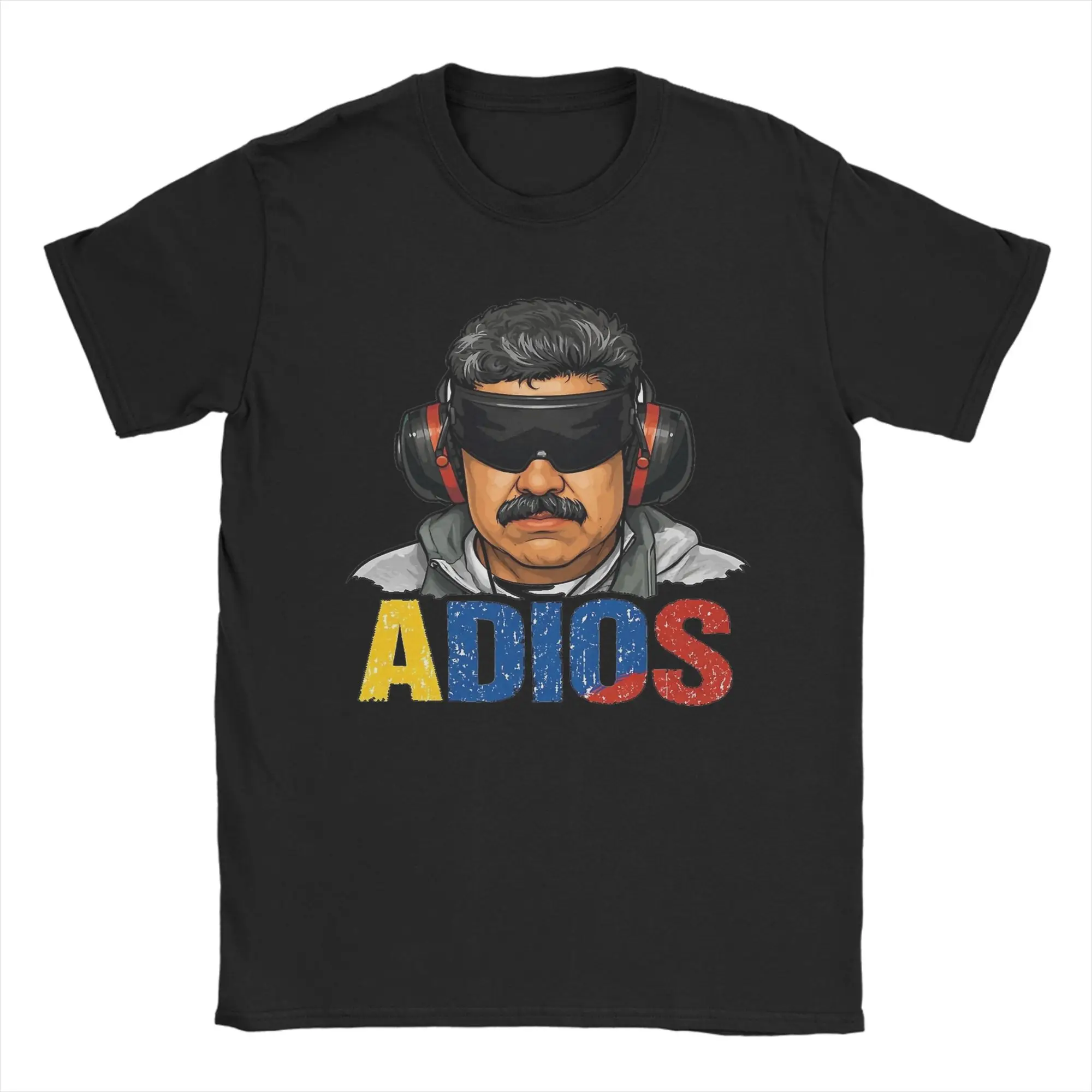 Camiseta Harajuku de Verão Nicolas Maduro com Viseira ADIOS, Meme Político, Moda, Camisetas de Algodão para Homens