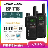 Baofeng T18 Mini Walkie Talkie BF-T18 PMR446MHz Long Range Rechargable Portable Kids Two Way Radio Type-C Charge FM 16CH 2/4pcs