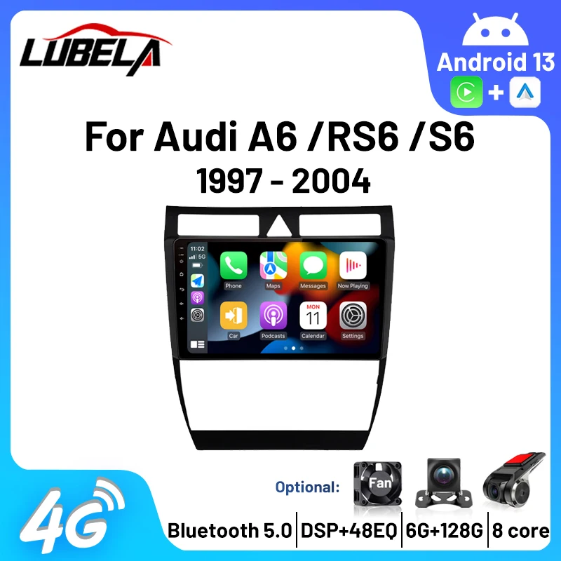 Android 13 2 Din Voor Audi A6 C5 1997 - 2004 S6 2 Rs6 1 Auto radio Multimedia Videospeler Carplay Navigatie Gps 4G DVD Head Unit