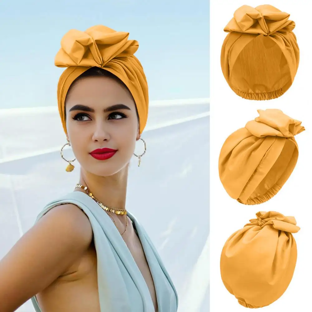 

Retro French Style Hat Vintage Style Headwear Stylish Retro French Turban Hat with Flower Decor Solid Color for Women's