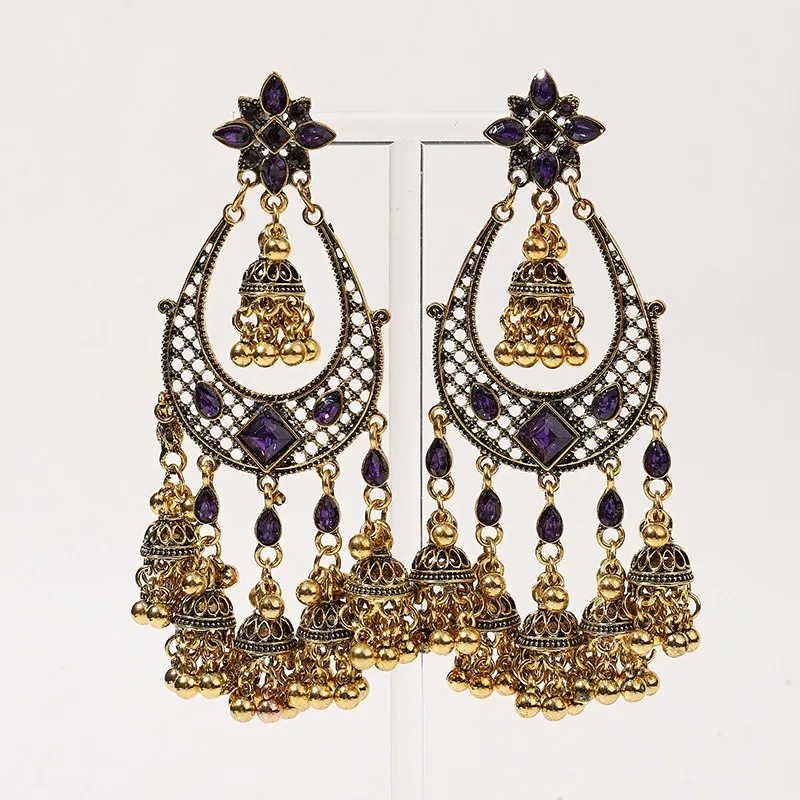 Middle Eastern exotic retro jewellery earrings women  ladies\' earrings for woman tassels long bells birdcage jewelry accessorie