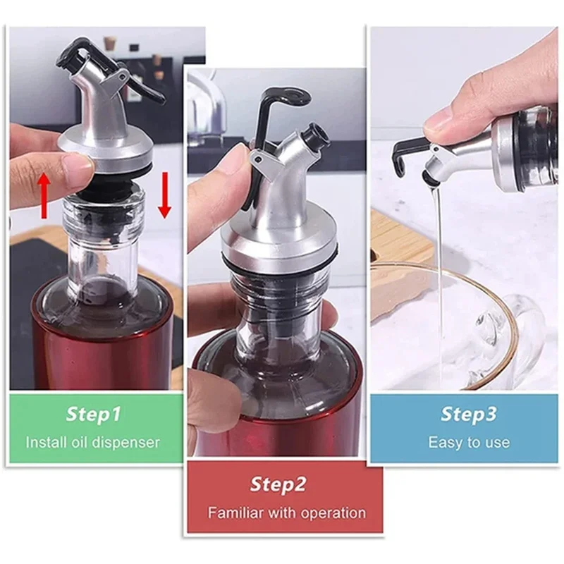 3/1PCS Kitchen Oiler Olive Oil Dispenser Pourer Whisky Liquor Oil Wine Bottle Pourer Cap Spout Stopper Mouth Dispenser