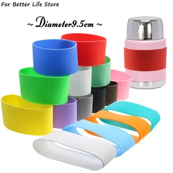 1Pc 37G Diameter 9.5cm Colour Soft Silicone Heat Insulated Antiskid Stripes Cup Sleeve Non-slip Wraps Glass Odorless Anti Slip