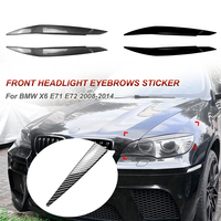 For BMW X6 E71 E72 2008-2014 Front Headlight Eyebrows Sticker Lids Body Kits Modification Glossy Black