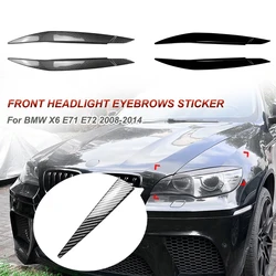 For BMW X6 E71 E72 2008-2014 Front Headlight Eyebrows Sticker Lids Body Kits Modification Glossy Black