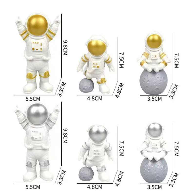 1 set of astronaut figurines, spaceman space theme, children's gift toys, creative desktop home decoration, set of 3 pieces