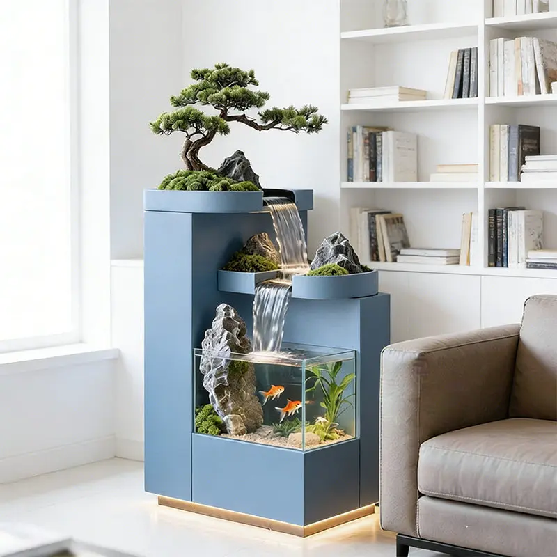 Stainless Steel Integrated Water Feature Fish Tank Circulating Landscape Ornament Indoor Outdoor Courtyard Villa Decorative
