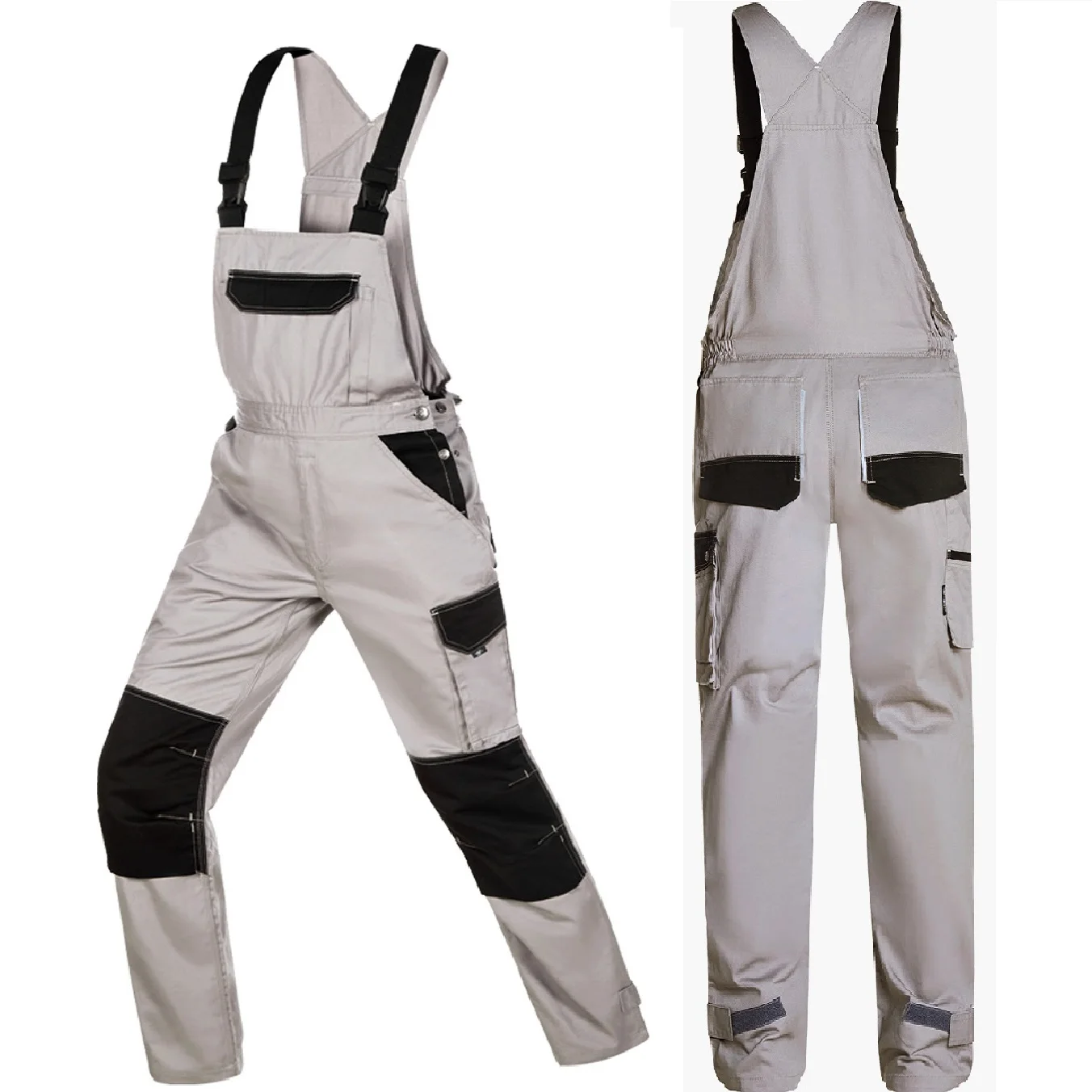 

Work Bib Overall Knee Pads Work 100% Cotton Craftsman Bib Brace Overall Strap Jumpsuit Multi Pockets Working Uniforms Repairman