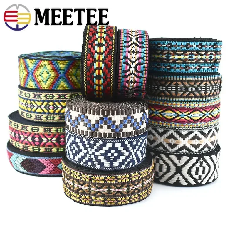 

5Yard Polyester Jacquard Webbing Tape 30/35mm Ethnic Ribbon Shoulder Bag Strap Decorative Band Garment Sewing Fabric Accessories