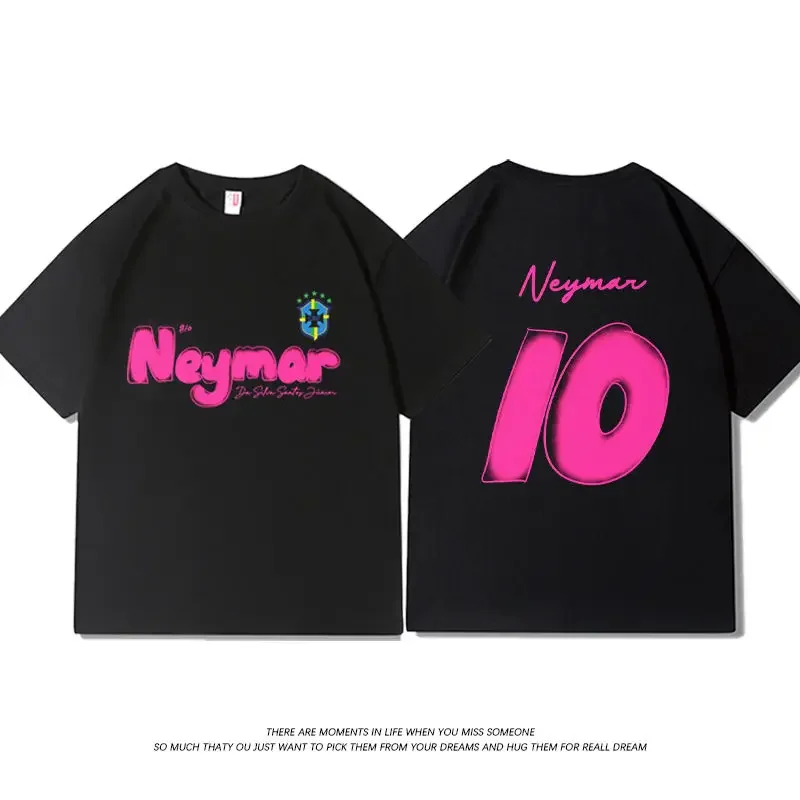 Summer New Retro Brazil Team Neymar Tide Brand Printing Pure Cotton Short-sleeved T-shirt Men's and Women's Short Sleeves