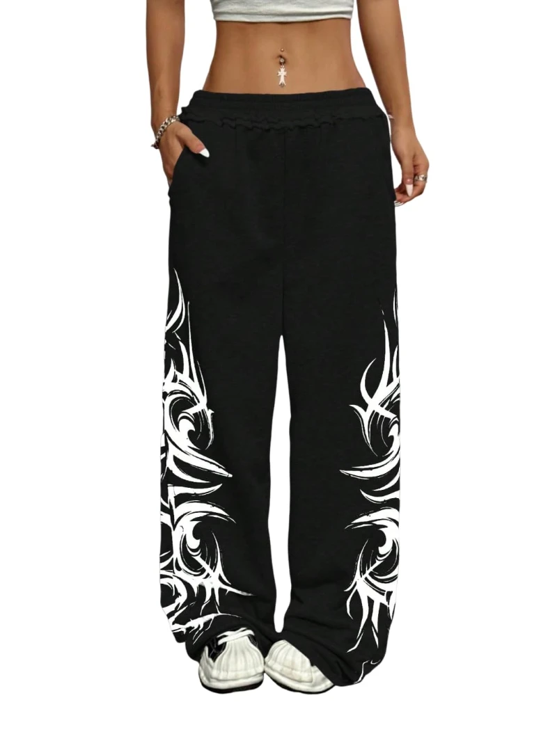 Fitness Sports Sweatpants High Street Fashion Hip Hop Retro Stripe Casual Straight Wide Pants Men Harajuku Y2K Fashion Pants