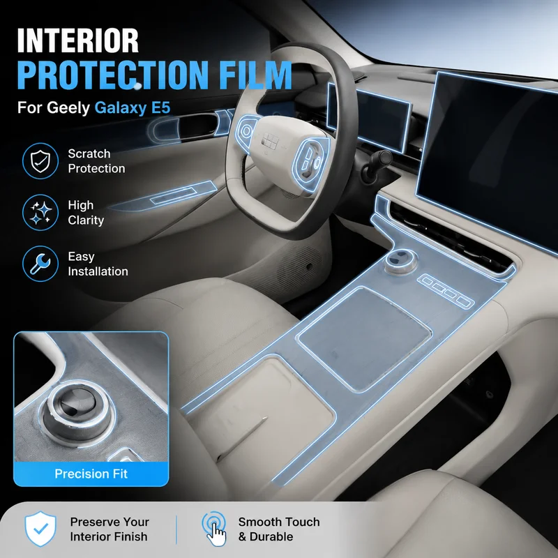 

Interior Protection Film For Geely Galaxy E5 Dashboard Center Console Trim Easy Installation High Clarity, Replacement Parts