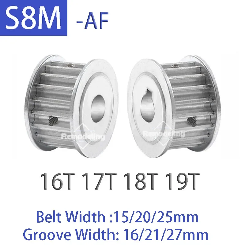 

1pcs S8M AF Timing Pulley Aluminum Alloy 16T 17T 18T 19T Teeth Synchronous Wheel Belt Width 15/20/25mm Bore 8mm-20mm Pitch 8mm