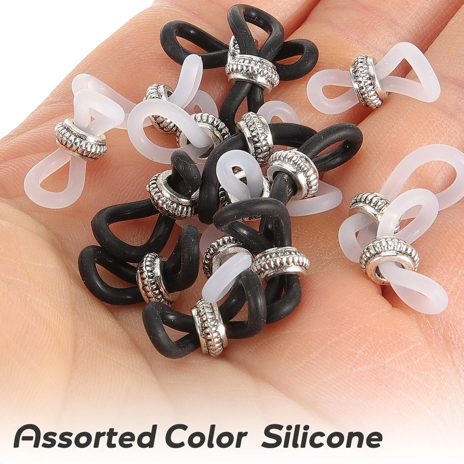 

20Pcs Anti Silicone Eyeglass Chain End Connectors for Sunglasses and Reading Glasses