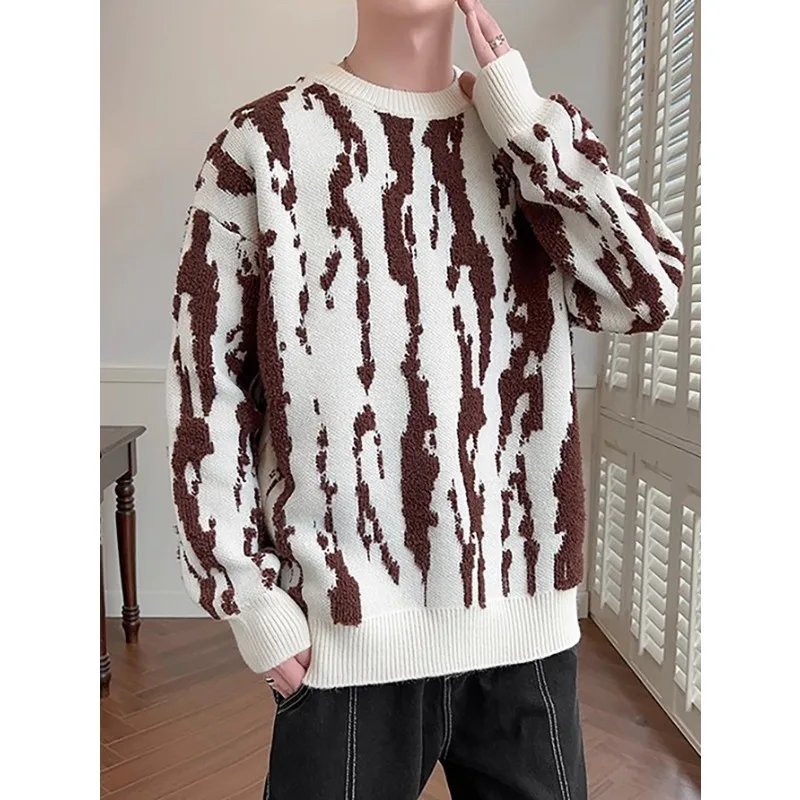 

5 Styles Men's Knitted Sweater New Fashion Round Neck Warm Thick Sweaters Turtle Neck for Men Loose Shoulder Style