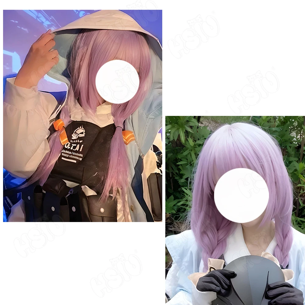 Hakari Atsuko peruka do Cosplay gra peruka z włókna syntetycznego niebieskie archiwum peruka do cosplay 「 HSIU 」 taro fioletowy kucyk długa peruka